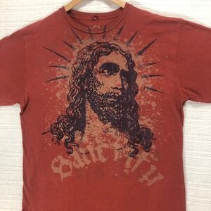 Sanctuary Graphic T-Shirt Jesus Print Short Sleeve Casual Top Size L‎